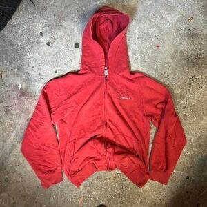 Vintage Y2K Oversized Red American Eagle Outfitters zip up hoodie